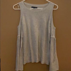Gray open shoulder sweater